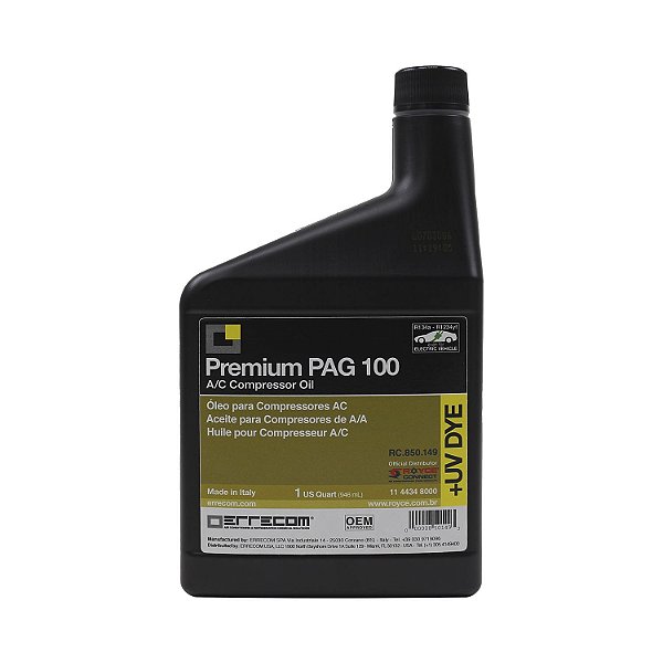 Óleo Compressor de Ar Condicionado R134a PAG 100-8D C Contraste ERRECOM 946 ml