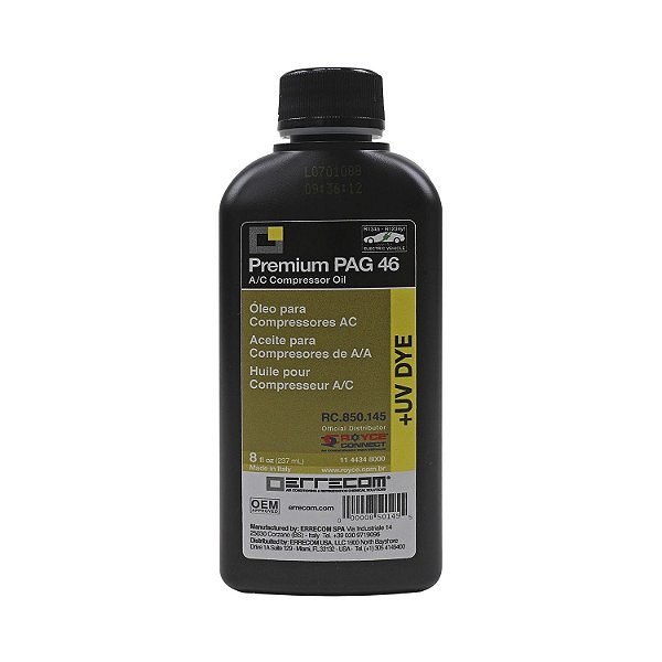 Óleo para Compressor de Ar Condicionado R134a PAG 46 c/ Contraste ERRECOM 237ml