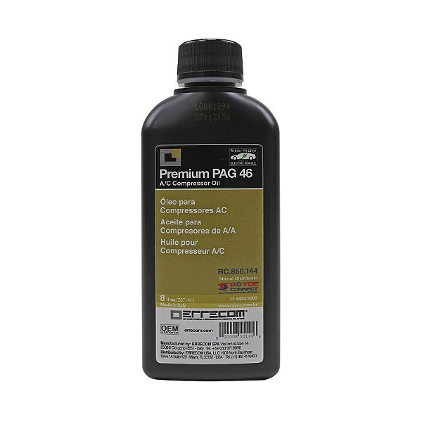 Óleo Para Compressor de Ar Condicionado R134a PAG 46 ERRECOM 237ml