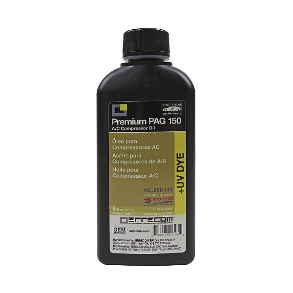 Óleo Compressor de Ar Condicionado R134a PAG150 ERRECOM 237ml com Contraste