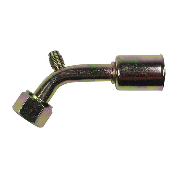 Conexão O'ring 45º Fêmea 10mm Aço c valvula R12 c Clip