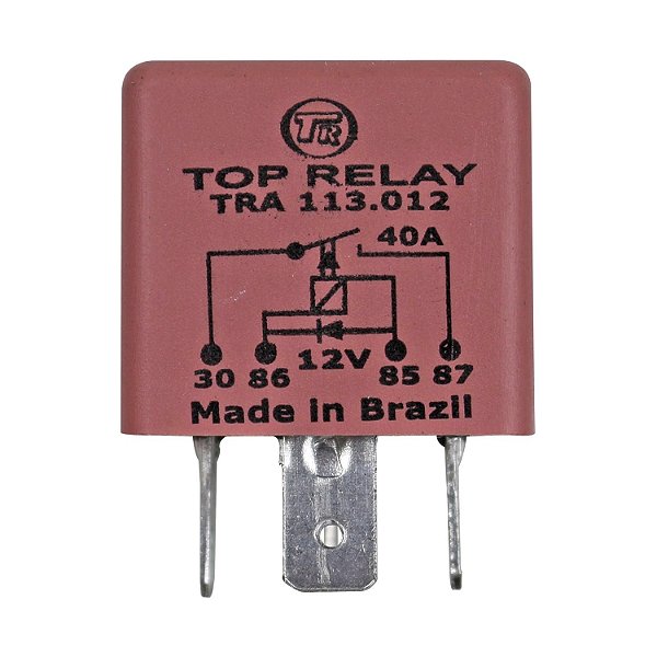 Relé Auxiliar 40A 12V 4 Terminais cDiodo Proteção da Bobina