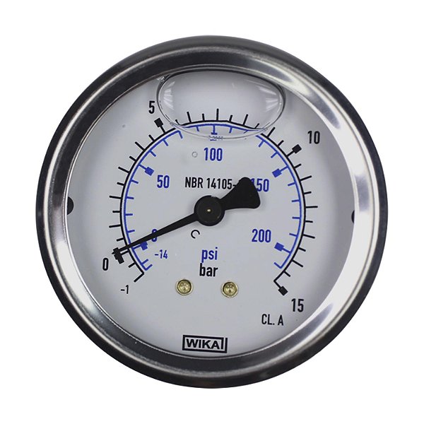 Relógio Manômetro de Baixa Pressão -1 BAR a 15 BAR x -14 PSI