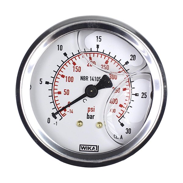 Relógio Manômetro de Alta Pressão -1+30Barx-14+430 PSI