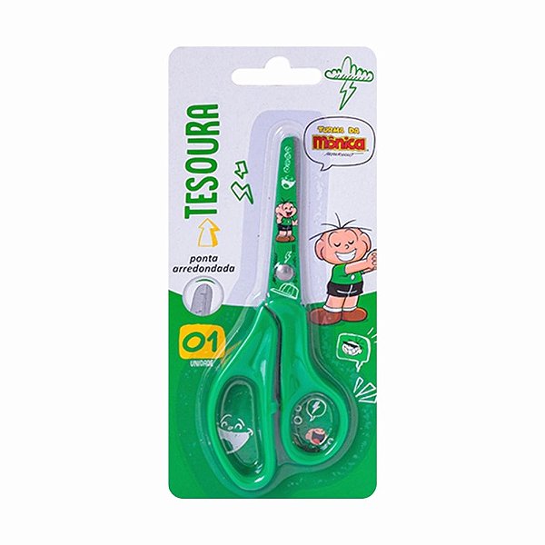 Tesoura Escolar  Cebolinha 13cm ponta arredondada -  LYKE