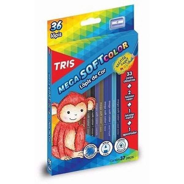 Lapis de Cor 36 Cores + Apontador Tris Soft Color