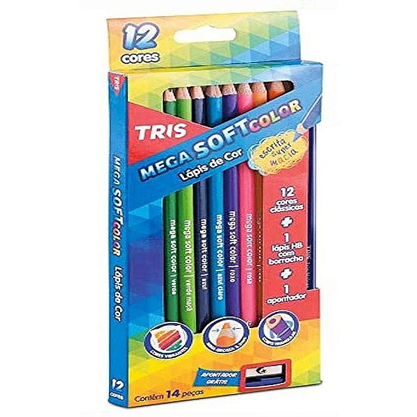 Mega Soft Color Lapis de Cor 12 Cores + Apontador Tris