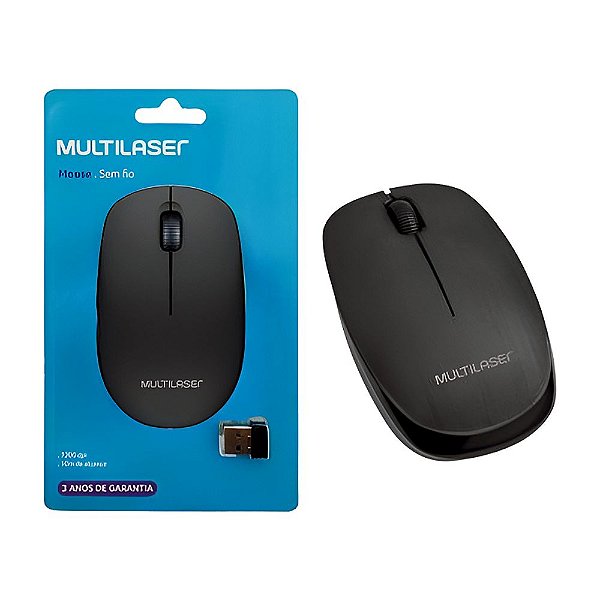 Mouse sem fio Multilaser 2.4 GHZ MO285 Preto