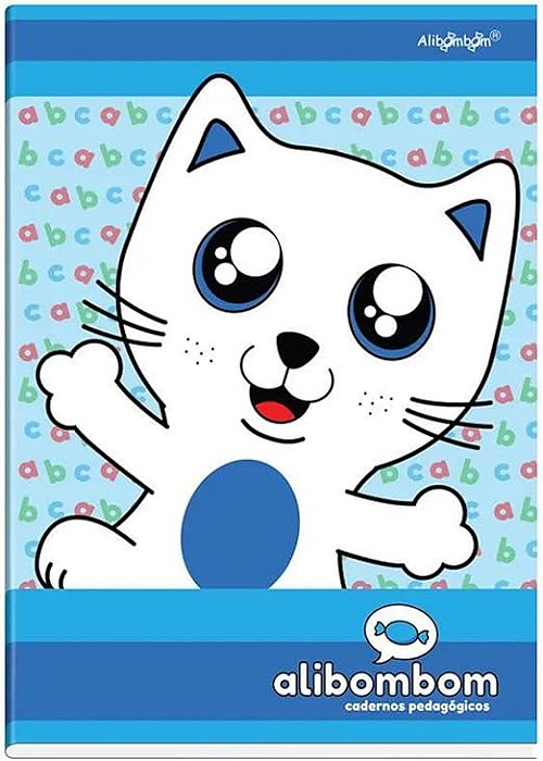 Caderno Alibombom Capa Dura Azul com Margem e sem pauta com 80 fls