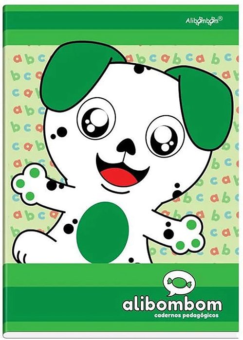 Caderno Alibombom Capa Dura Verde pauta 123 com 60 fls