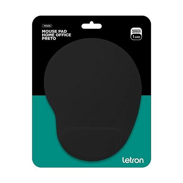 Mouse Pad HOME OFFICE Preto Ergonômico Letron 27x19 cm