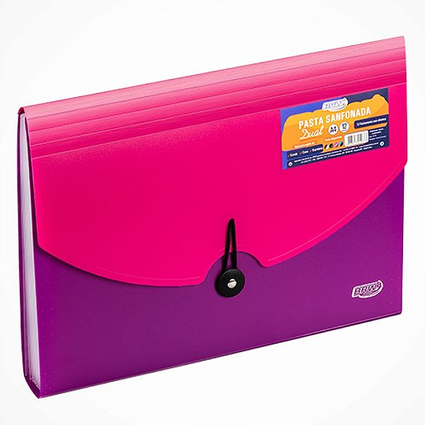 Pasta Sanfonada Dual A4 c/12 Divisorias BRW