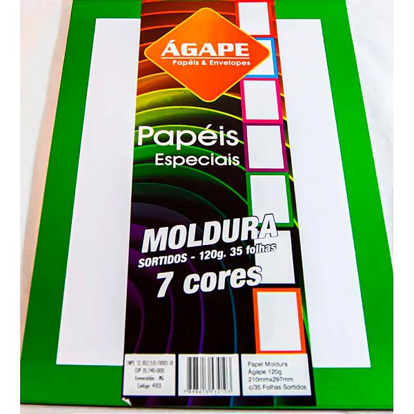 Papel Moldura sortidos 120g A4 com 35 folhas 7 cores