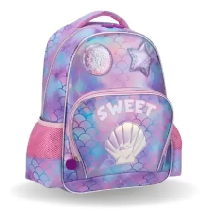 Mochila Infantil Juvenil Concha Sweet Escolar Costas Alças Tam G