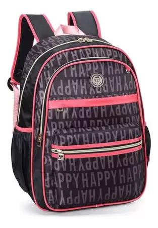 Mochila Escolar Feminina Happy p/ Notebook - Nova Rio
