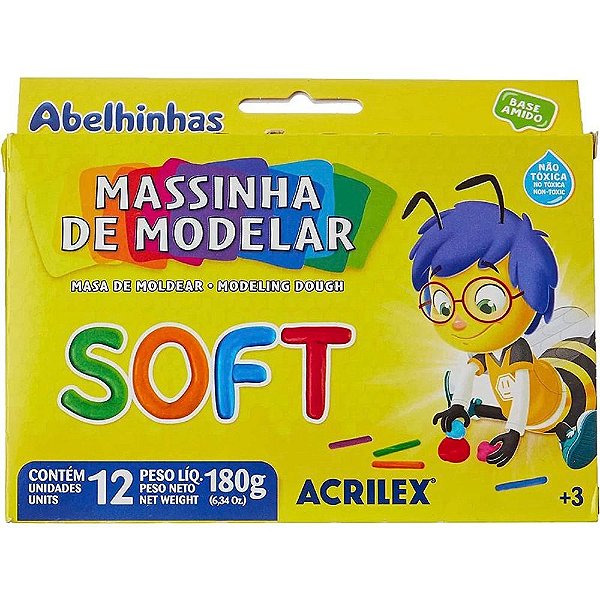 Massinha de Modelar Soft com 12 Cores 180 Gr - Acrilex