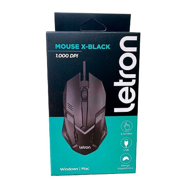 Mouse Usb 3 Botoes 1000 Dpi X-Black 1602 R8