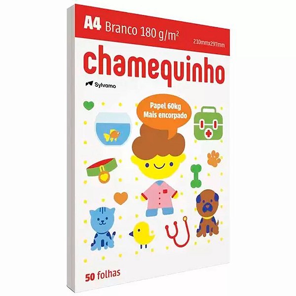 Papel Sulfite Branco A4 180 Gr Chamequinho pacote c 50 Fls - Chamex