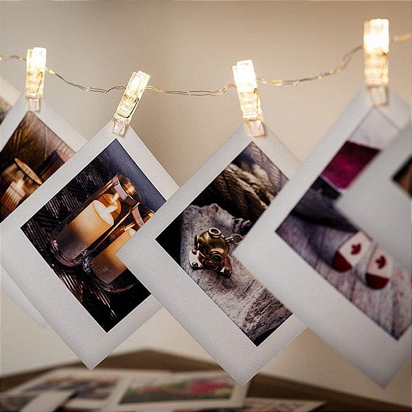 Varal de Led com 10 Fotos Polaroid
