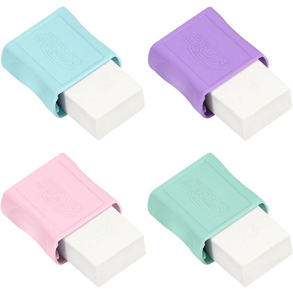 Borracha com Capa Plástica Colorida - Cor Pastel 1 Unidade BRW