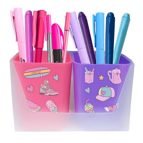 Porta Objetos Kit Full Color C/2 Rosa e Roxo Dello