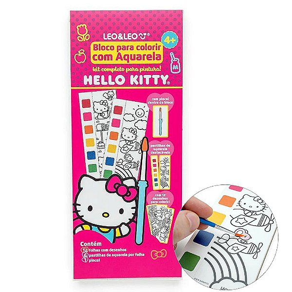 Bloco para colorir com Aquarela Hello Kitty