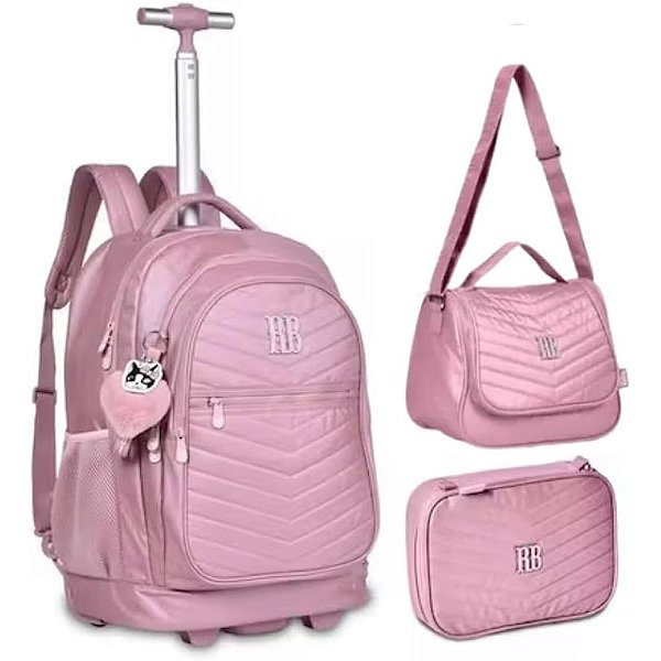 kit de Mochila com rodinha Rebecca Bonbon Rose