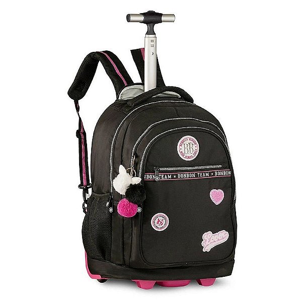 Mochila de Rodas Rebecca Bonbon - 9 Litros - Rosa e Preto