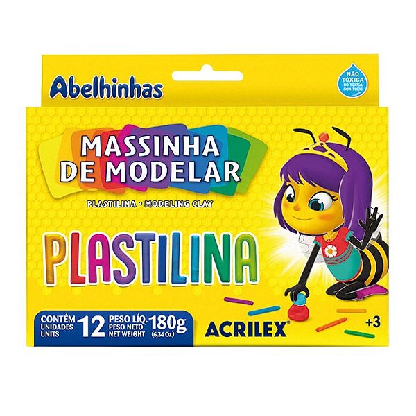Massinha de Modelar Plastilina 12 cores 180 gr