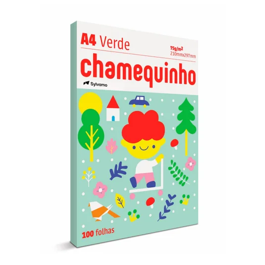 Papel A4 Verde c 100 Fls 75gr Chamequinho