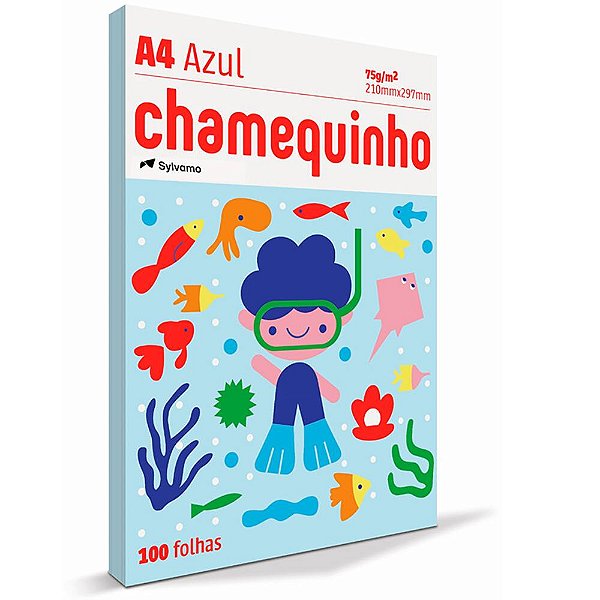 Papel A4 Azul c 100 Fls 75gr Chamequinho