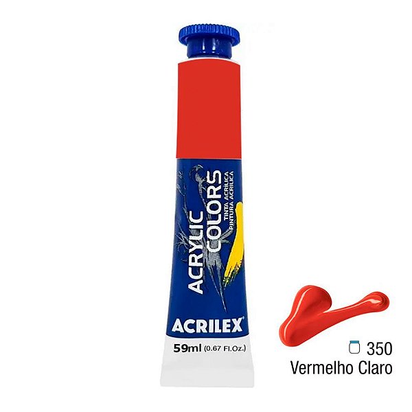 Tinta Acrylic Colors Acrilex Bisnaga C/59ml Vermelho Claro
