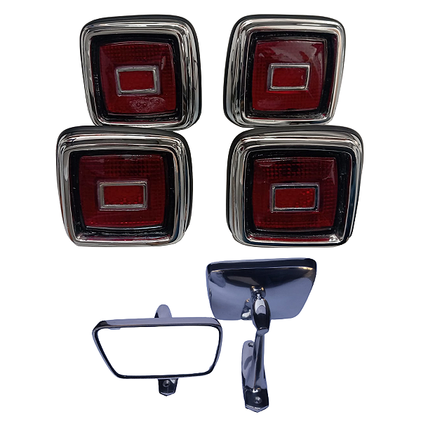 Lanterna Traseira Corcel 1  71 E 72 Cromado E Retrovisor Kit