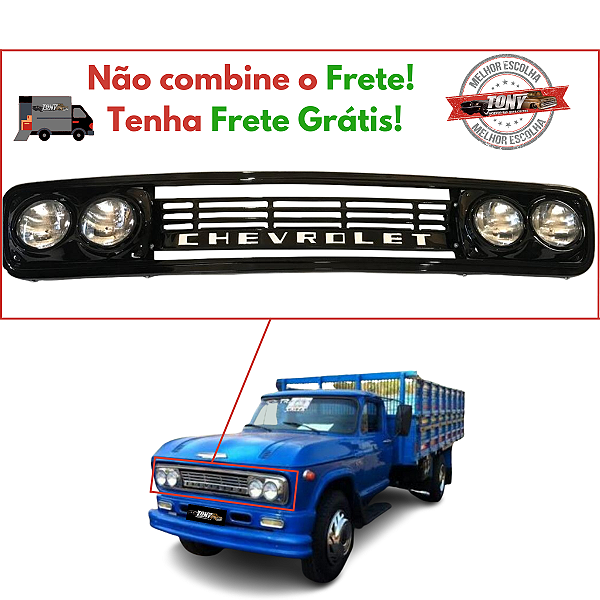 Grade Dianteira 4 faróis Chevrolet C10 C14 C15 C60 C65 Black Piano
