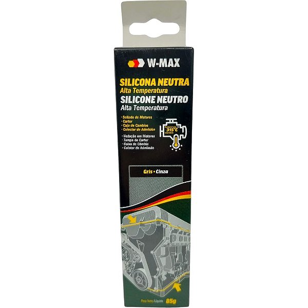 Silicone Neutro de Alta Temperatura Preto W-MAX 85g