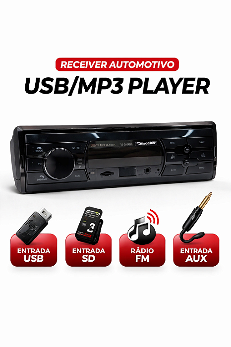 Rádio MP3 USB FM Bluetooth Controle 30W