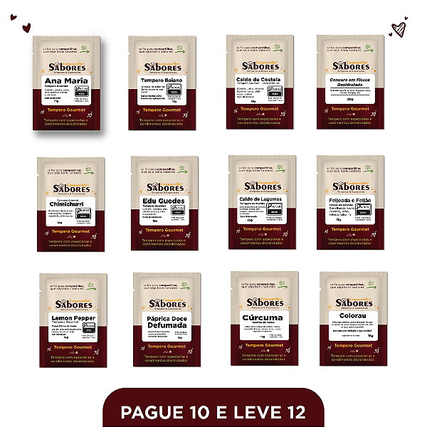 Kit com 11  Temperos Gourmet - ZERO GLUTAMATO