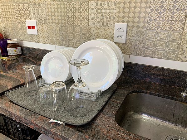 Tapete Escorredor de Louças em Microfibra - 40x45 - Com Suporte
