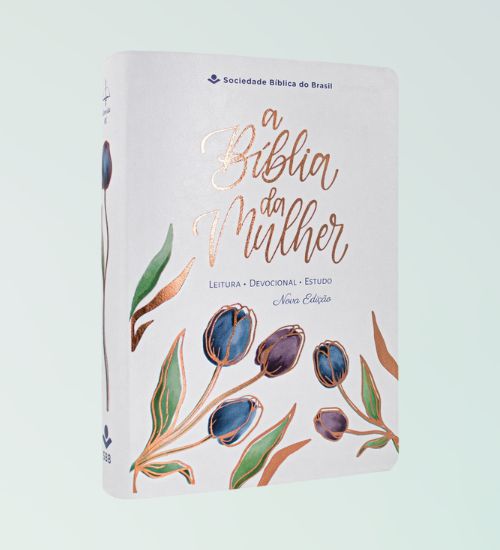 Bíblia da Mulher Nova Edição A.R.C - Capa Branca Tulipa Portátil