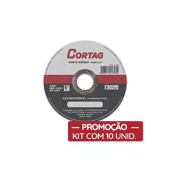 Disco de Corte Para Inox 115 x 1,0 x 22,23 mm - CORTAG