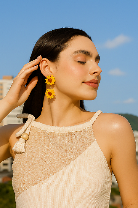 Brinco Girassóis Van Gogh P Alongado