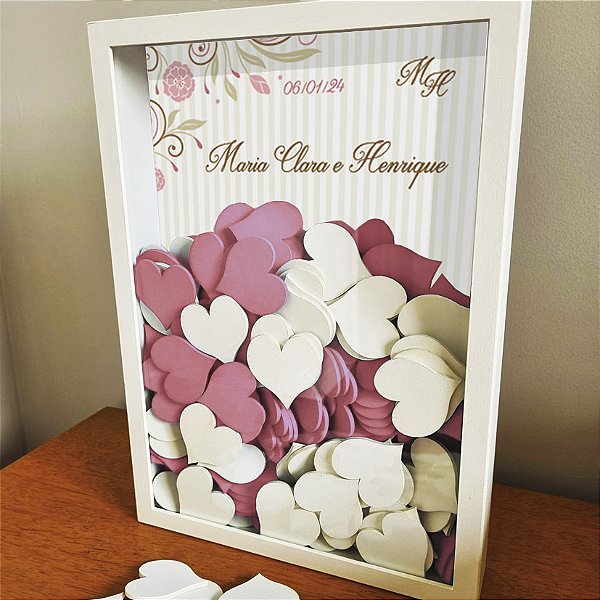 Quadro de Assinaturas para casamento e bodas Romântico rosa
