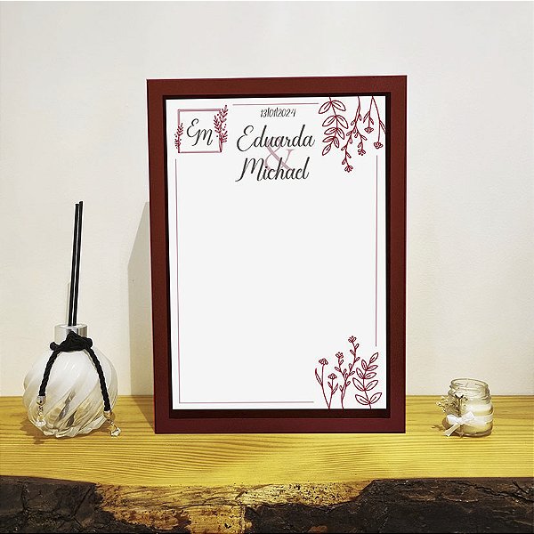 Quadro de assinaturas para casamentos Floral em Vermelho