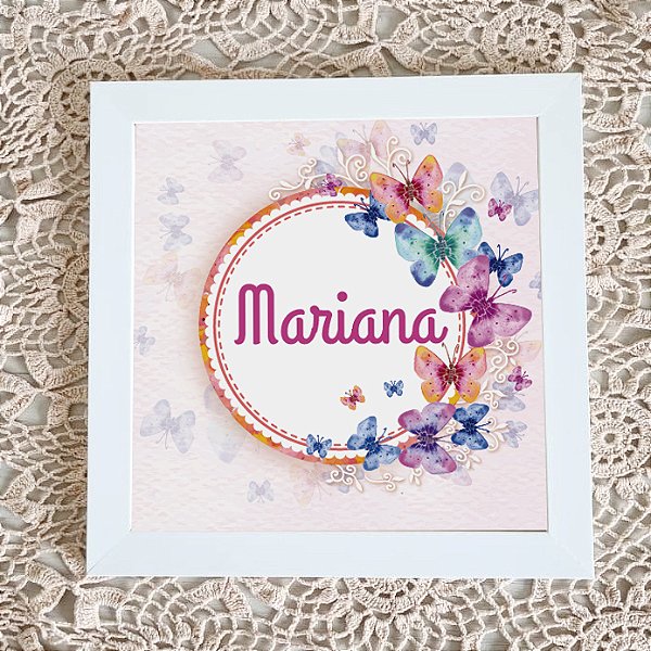 Quadro Infantil de Borboletas com Nome