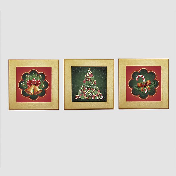 Kit com 3 Quadros decorativos tema Natal