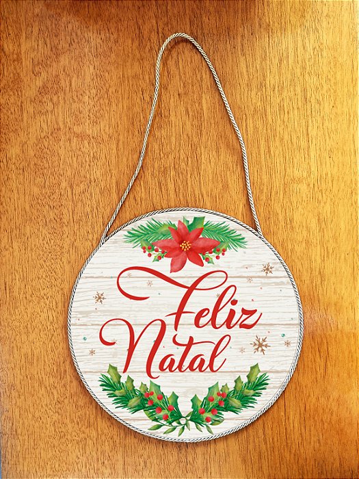 Placa Decorativa para Porta de Feliz Natal
