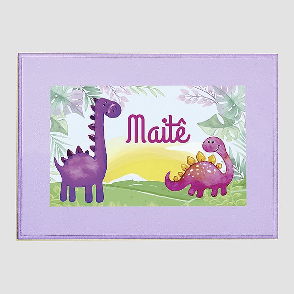Quadro Infantil personalizado - tema dinossauro para menina