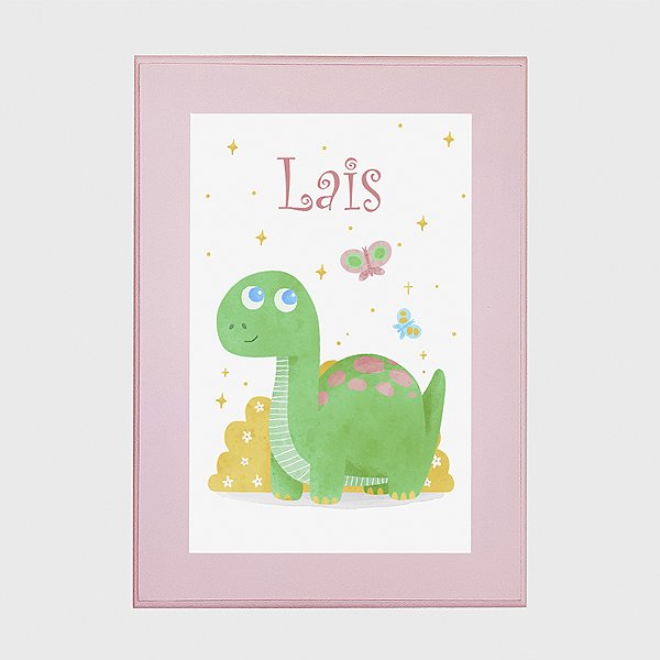 Quadro Infantil personalizado - dinossauro aquarelado