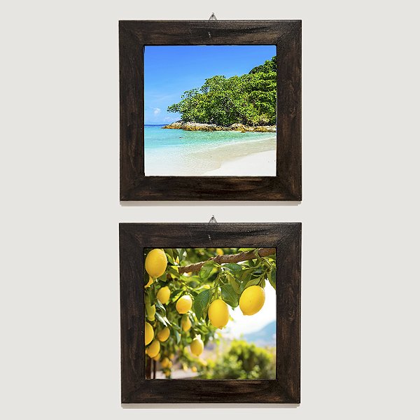Kit com 2 Quadros Decorativos - Praia e Limão
