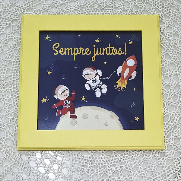Quadro Infantil para irmãos tema Astronautas